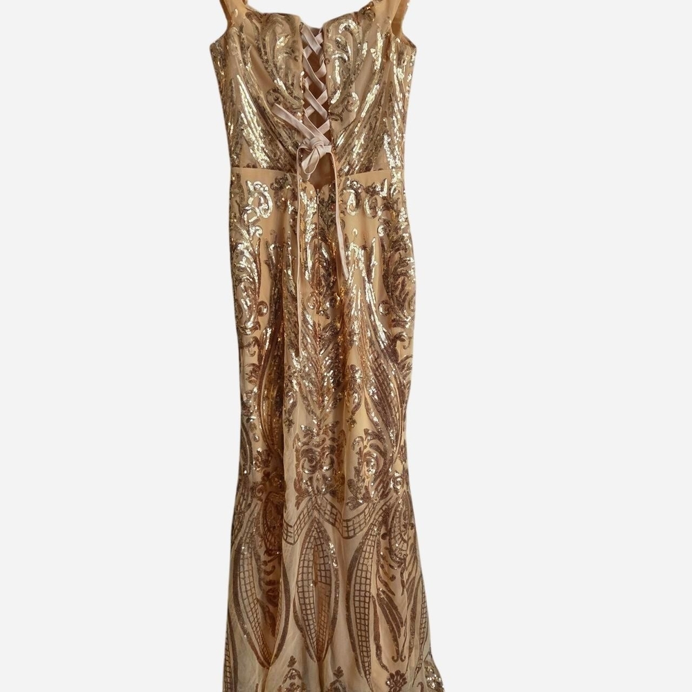 Gold sequin off the shoulder Mermaid Corset prom dress